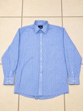 Stafford Travel Easy-Care Broadcloth Dress Shirt Blue